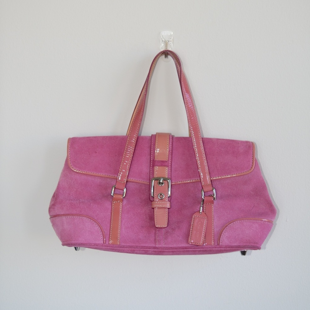 VINTAGE COACH PINK SUEDE BAG